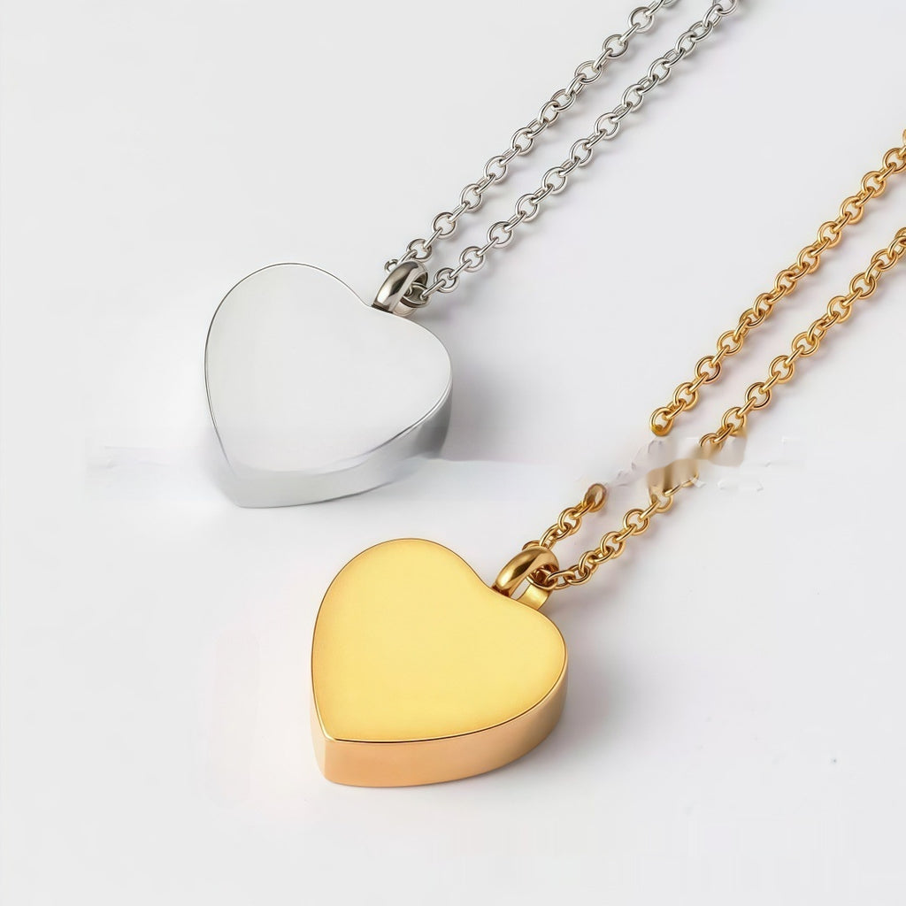 Heart-shaped Perfume Bottle Necklace Minimalist Heart-shaped Urn With Engraved Pendant