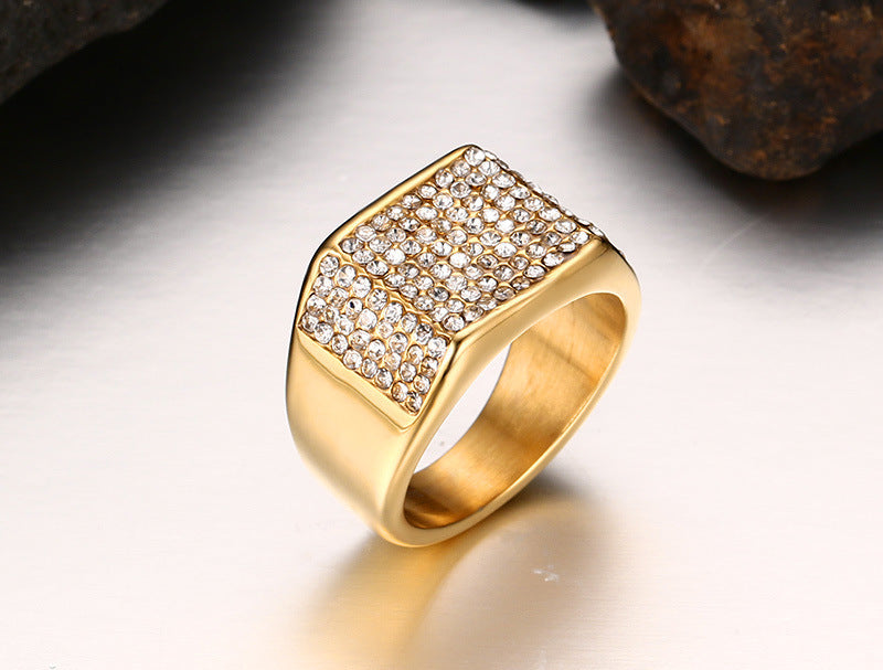 Bague pour homme en acier titane avec diamant