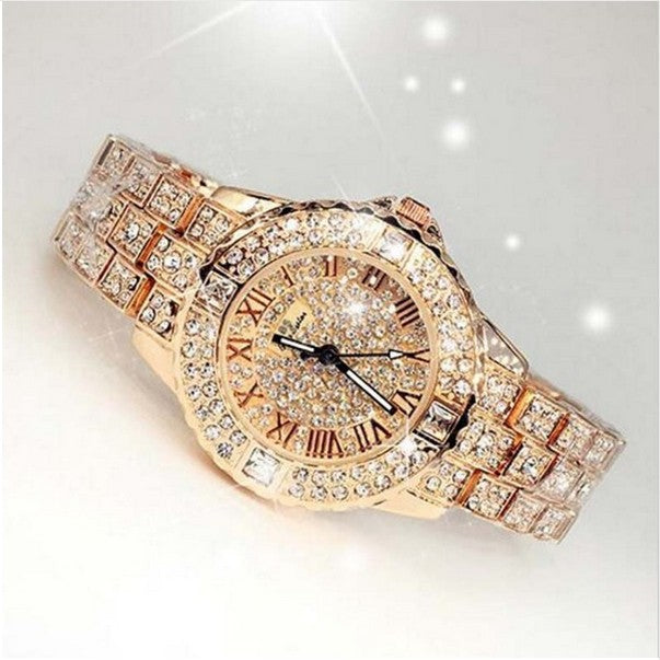 New Women's Rhinestone Watches Lady Dress Women's Diamond Watch Luxury Brand Bracelet Wristwatch Ladies Quartz Crystal Clocks 