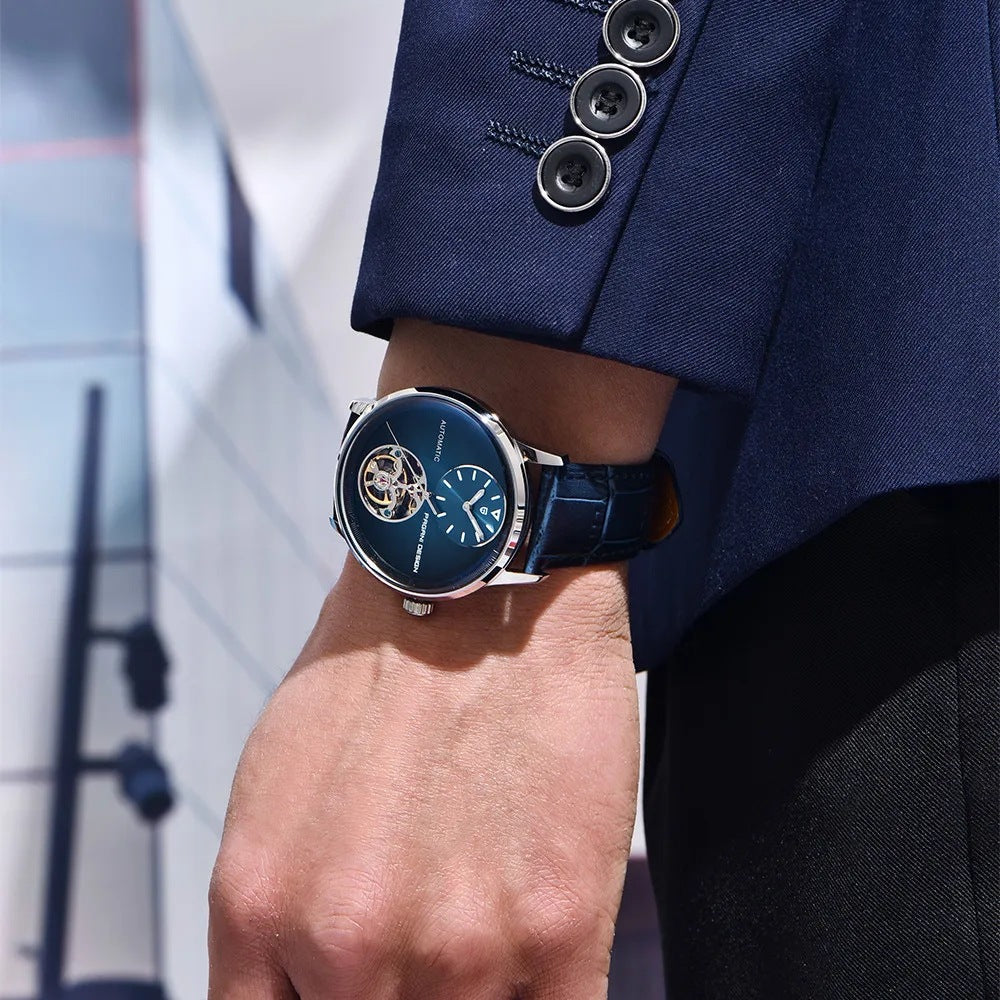 Montre homme tourbillon haut de gamme, mécanique automatique, lumineuse.