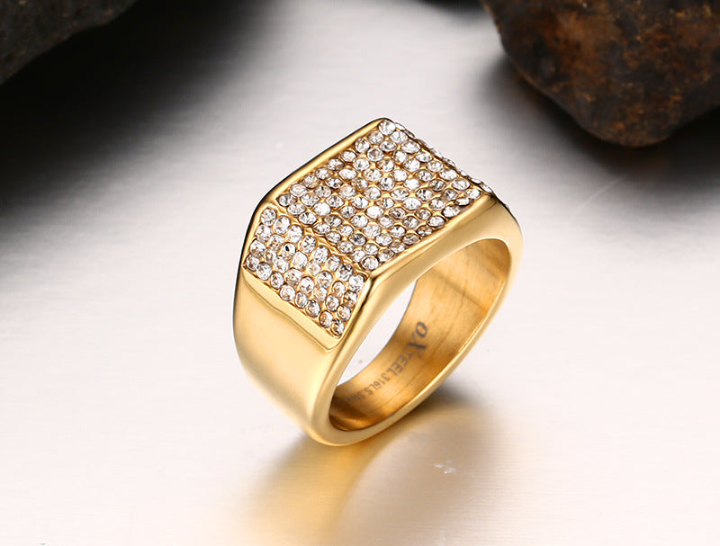 Bague pour homme en acier titane avec diamant