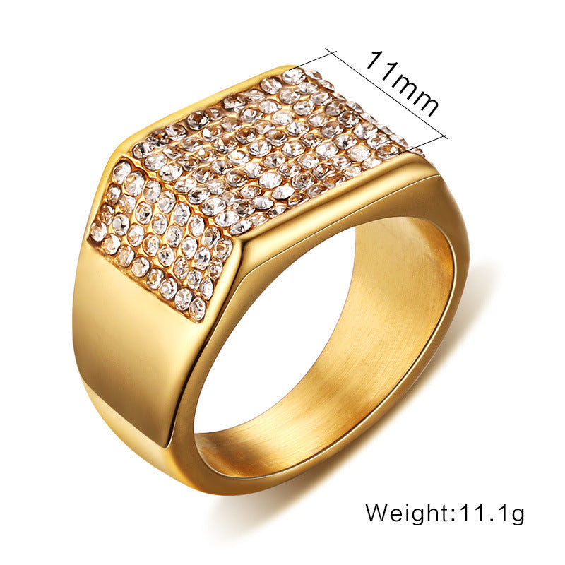 Bague pour homme en acier titane avec diamant