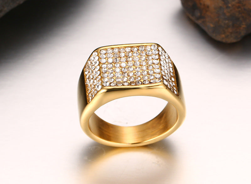 Bague pour homme en acier titane avec diamant