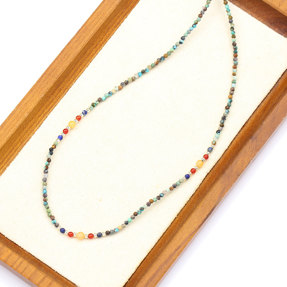 Nouveau collier en argent fragmenté, simple et mignon, avec pendentif en perle naturelle, perles colorées, chaîne ras-du-cou, accessoires pour femme