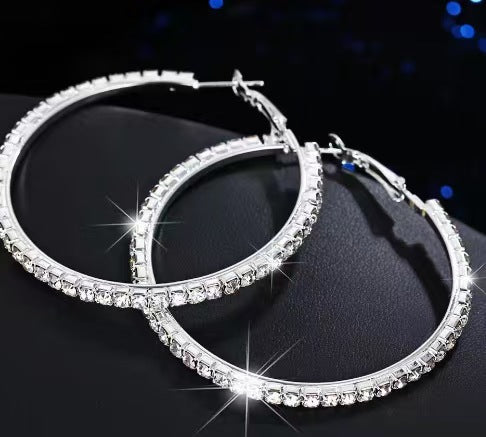 Boucles d’oreilles en forme de C brillantes, au style tendance européen et américain