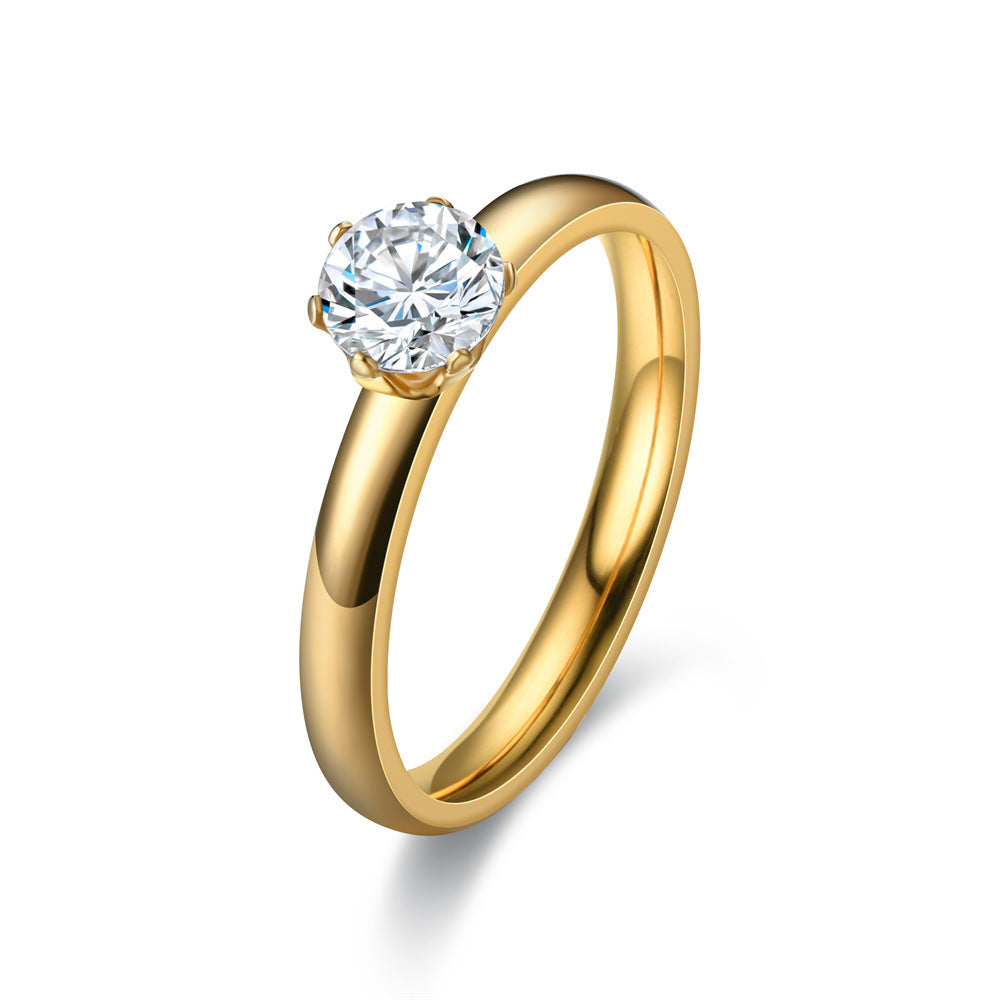 Bague tendance de niche en acier titane avec zircon micro-serti pour femme