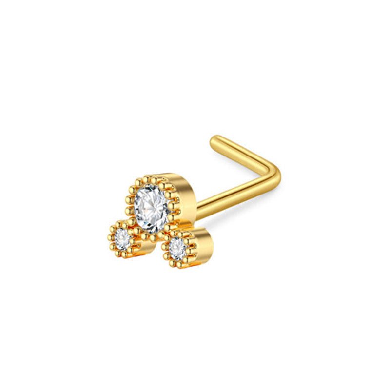 Bijoux de piercing, clous de nez et d’oreille avec zircon.
