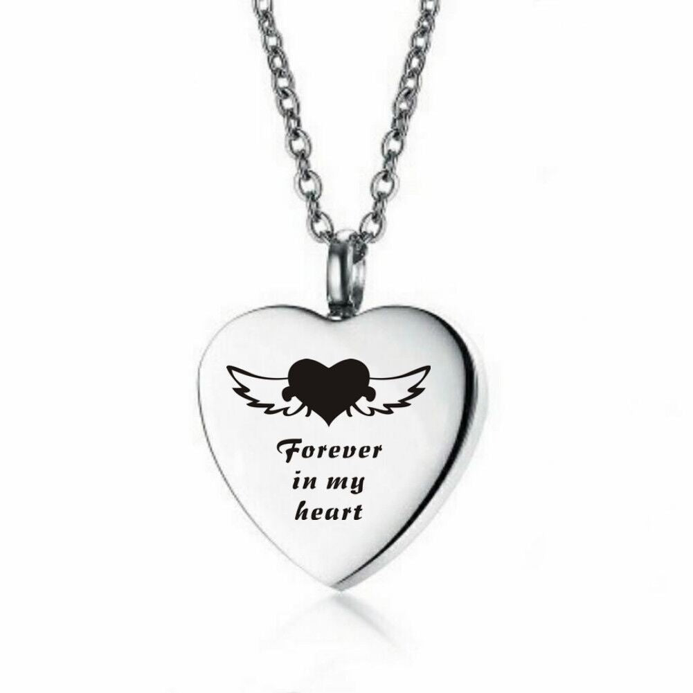 Heart-shaped Perfume Bottle Necklace Minimalist Heart-shaped Urn With Engraved Pendant