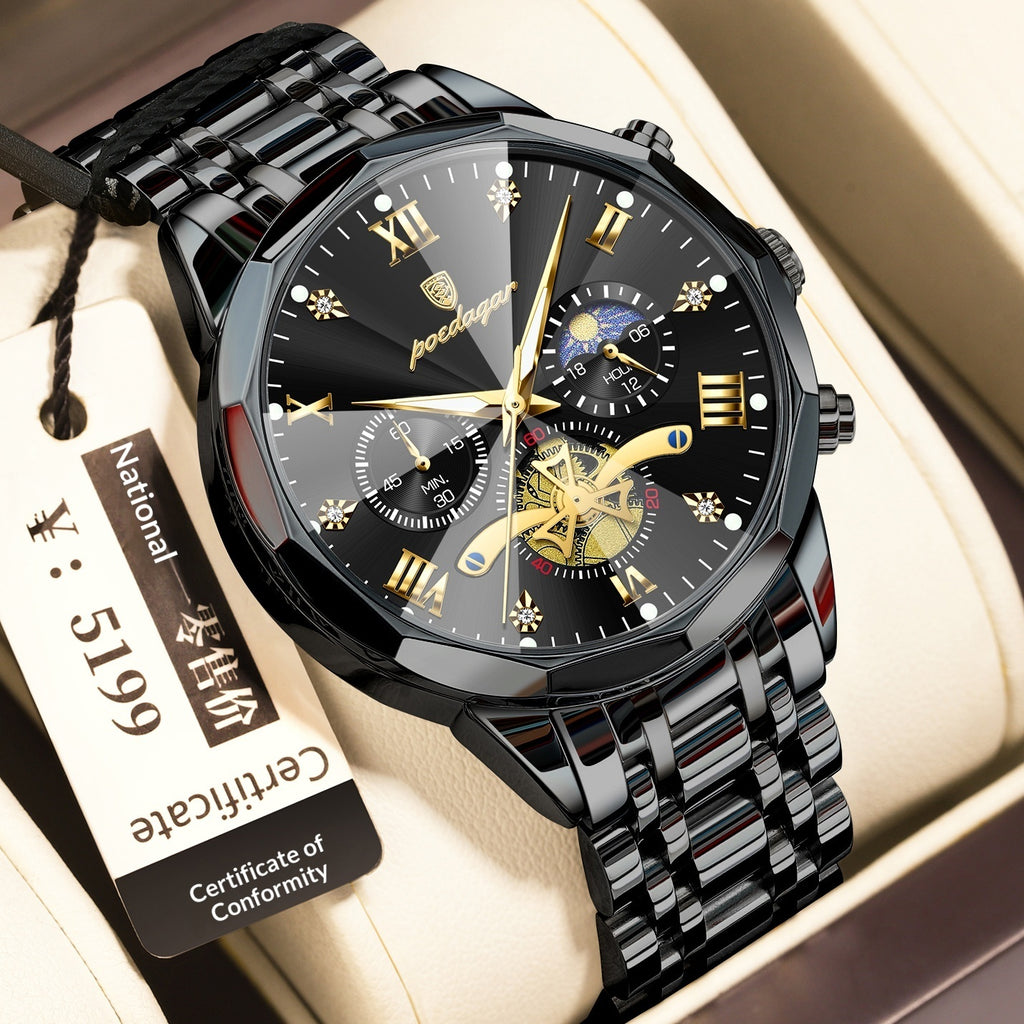 Montre homme quartz étanche et multifonctionnelle