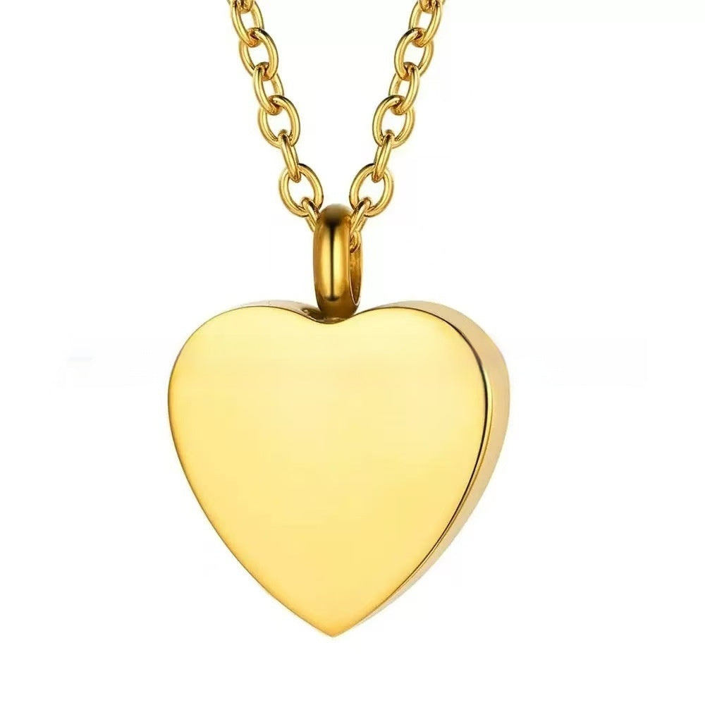 Heart-shaped Perfume Bottle Necklace Minimalist Heart-shaped Urn With Engraved Pendant