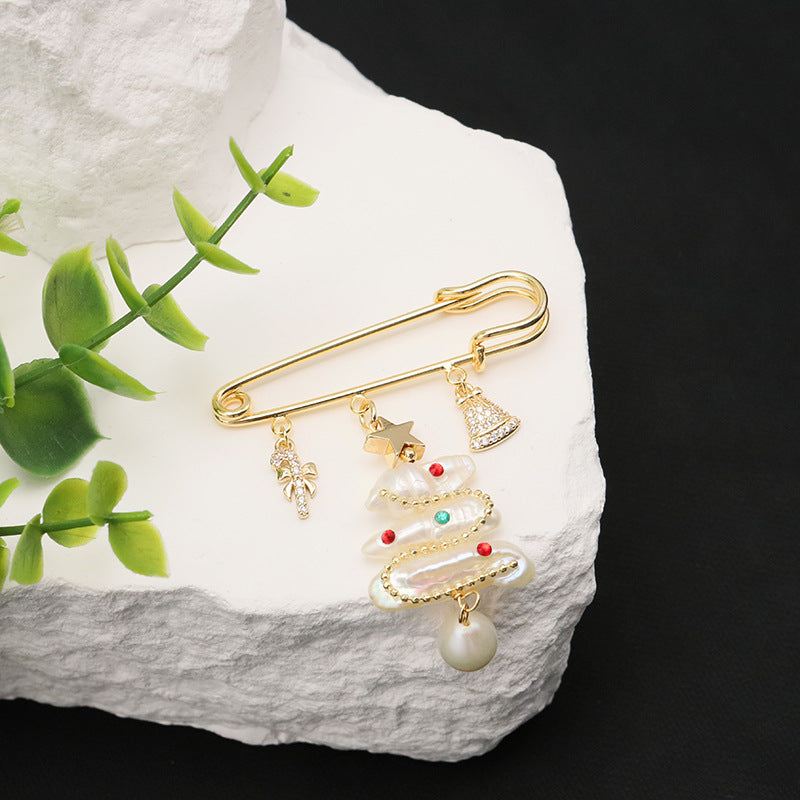 Broche en perles d’eau douce naturelles pour femme, originale et de luxe discret