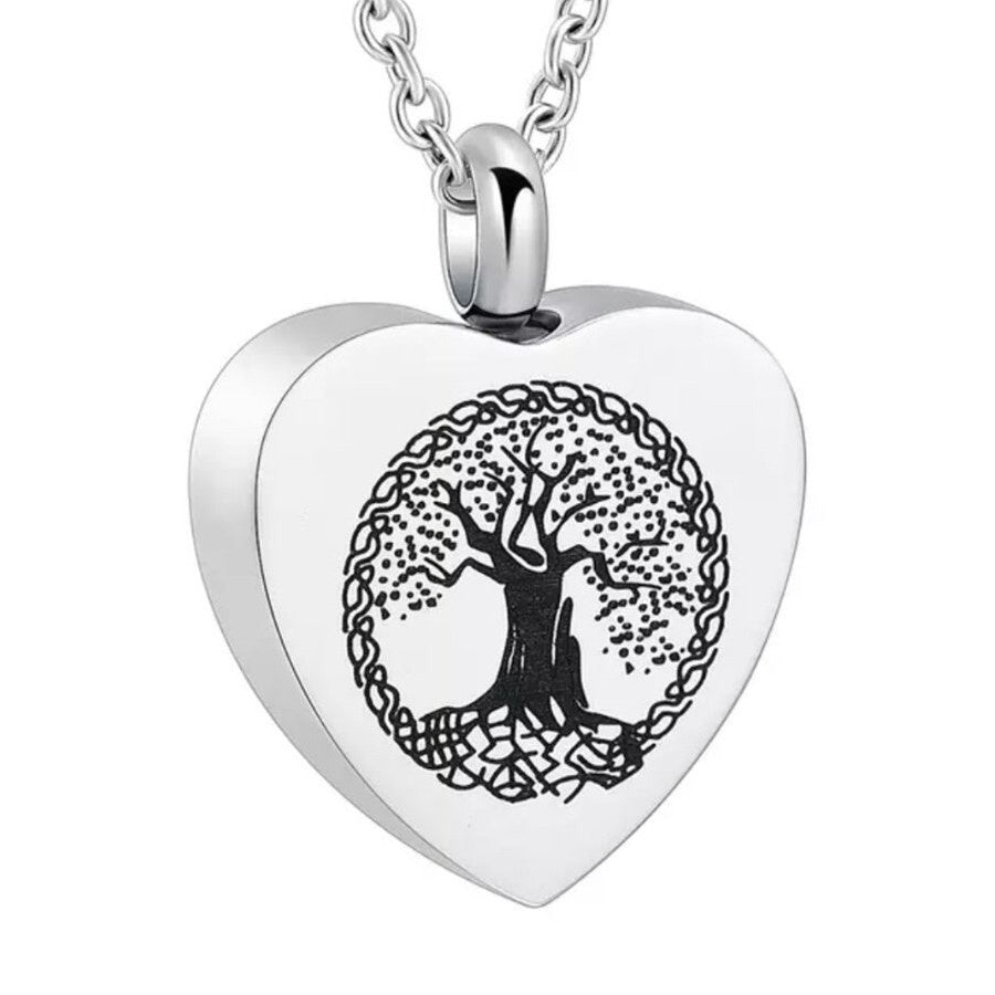 Heart-shaped Perfume Bottle Necklace Minimalist Heart-shaped Urn With Engraved Pendant