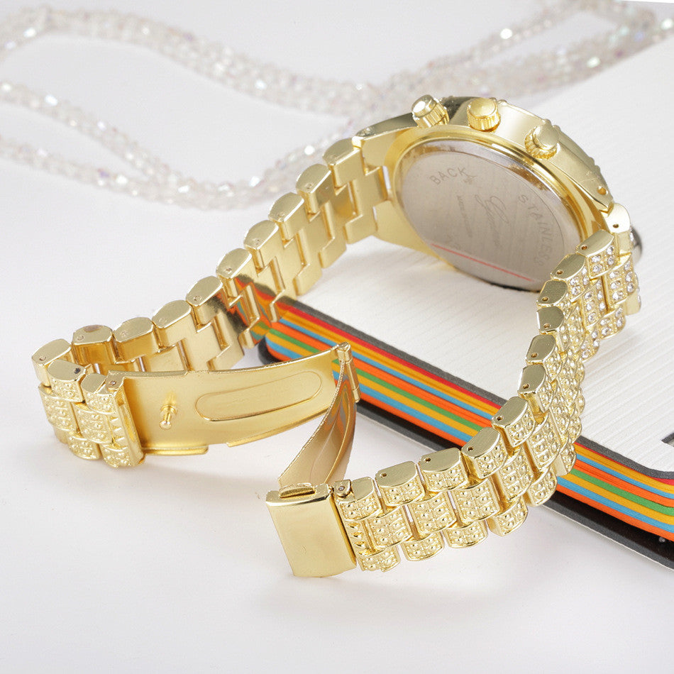 Montre-bracelet pour femme à quartz analogique avec cristal, mode, acier inoxydable, Genève, luxe, montre sportive