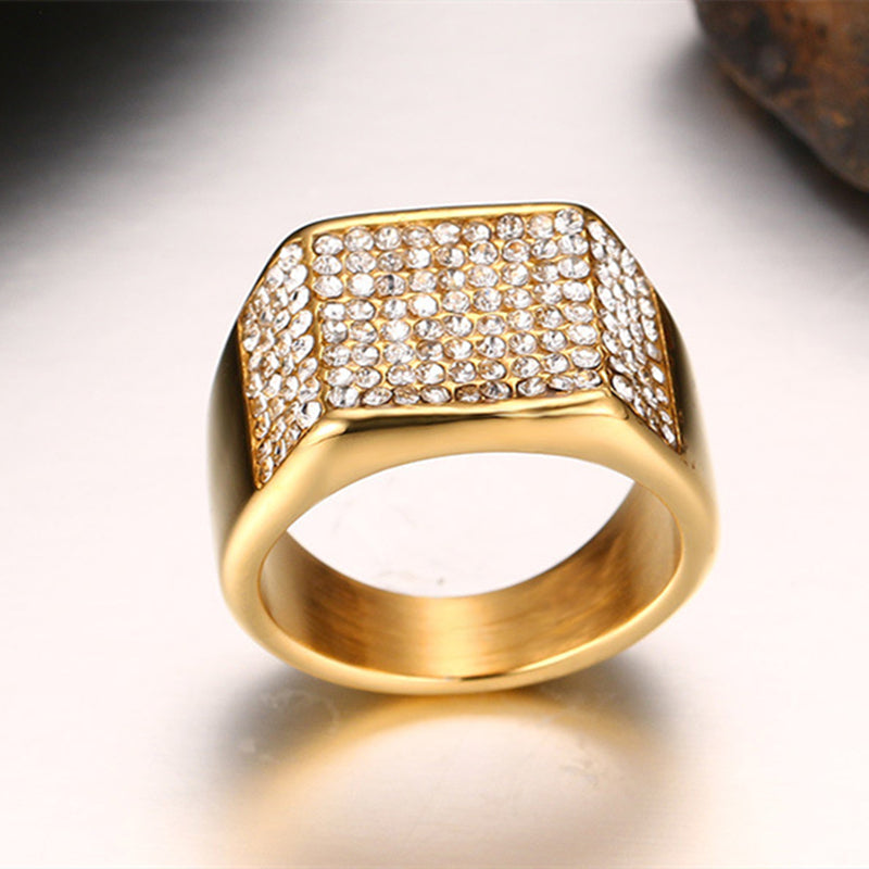 Bague pour homme en acier titane avec diamant