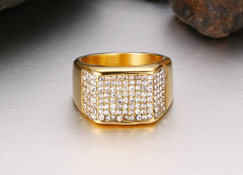 Bague pour homme en acier titane avec diamant