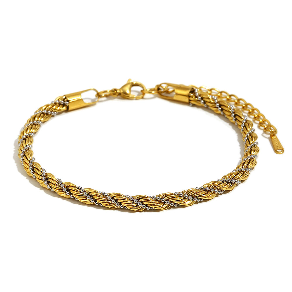 Bracelet de cheville torsadé à perles enroulées