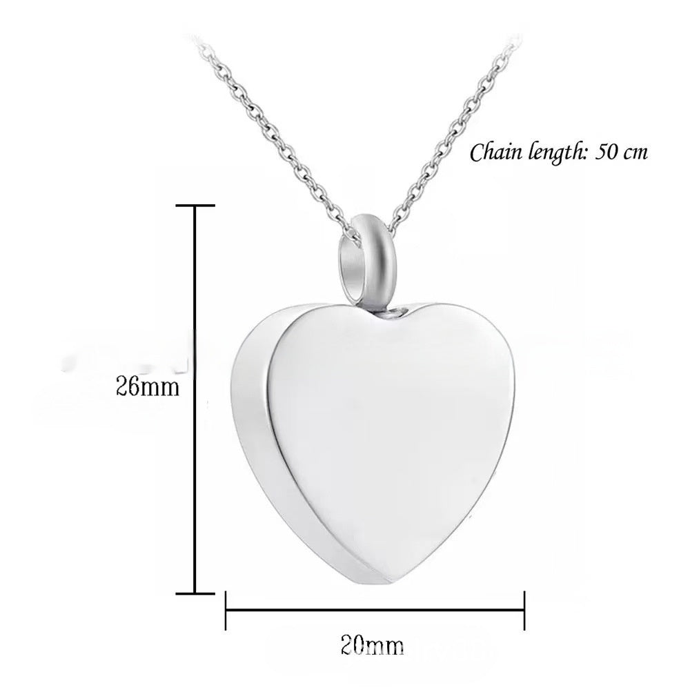 Heart-shaped Perfume Bottle Necklace Minimalist Heart-shaped Urn With Engraved Pendant