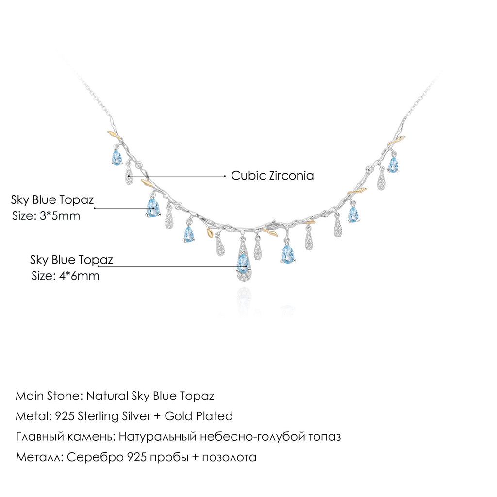 Collier pendentif en topaze naturelle en argent 925