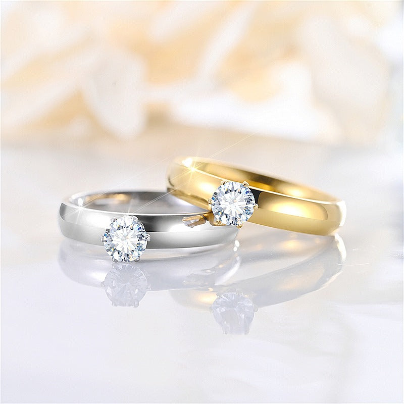 Bague tendance de niche en acier titane avec zircon micro-serti pour femme