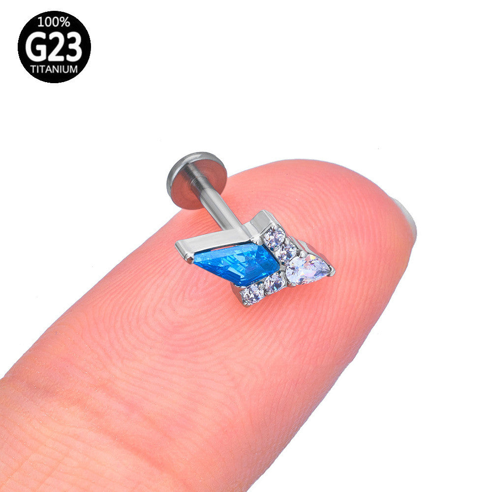 Bijou de piercing en alliage de titane, clou pour cartilage/oreille ou labret, nouvel ornement de piercing avec zircon.