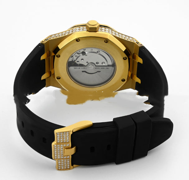 Montre homme en moissanite, automatique, mécanique de style européen et américain, avec bracelet en acier.