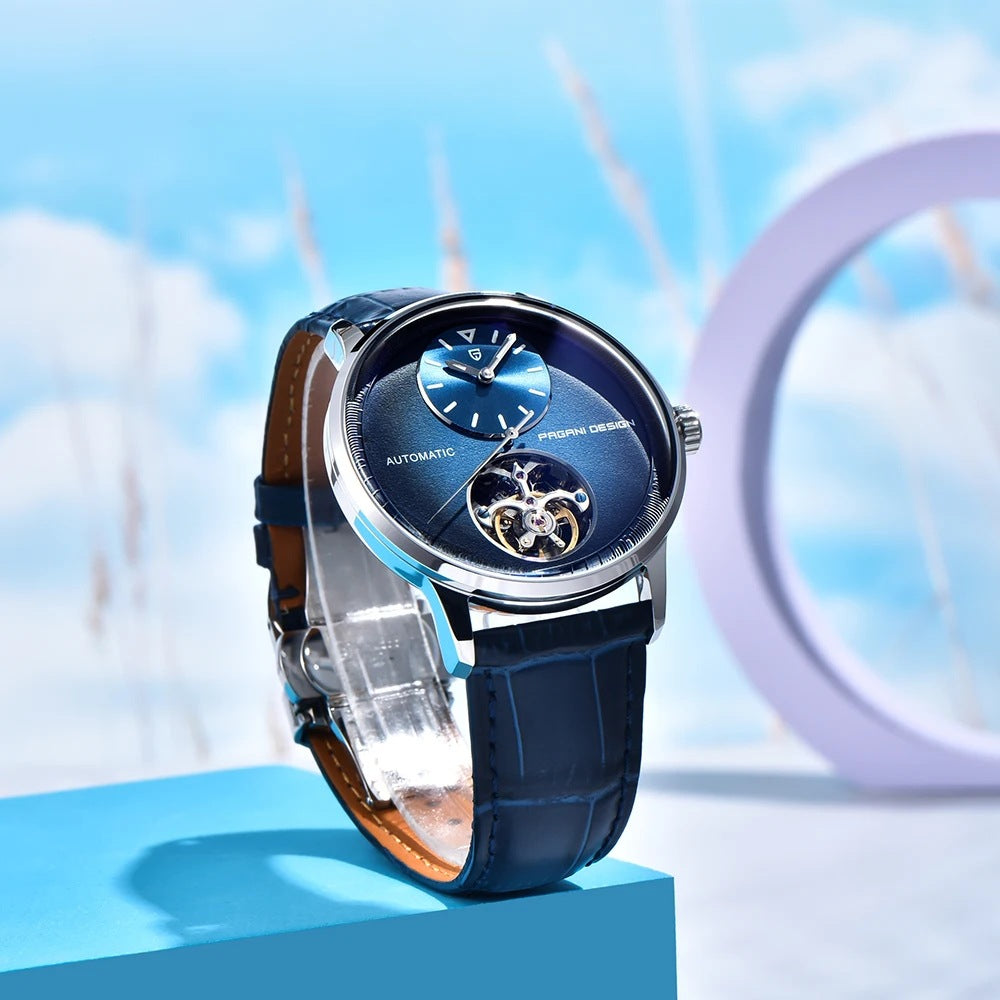 Montre homme tourbillon haut de gamme, mécanique automatique, lumineuse.