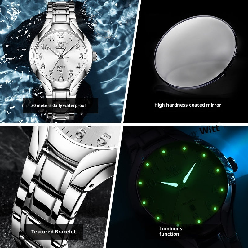 Montre homme tendance, polyvalente, à cadran tridimensionnel et mouvement quartz