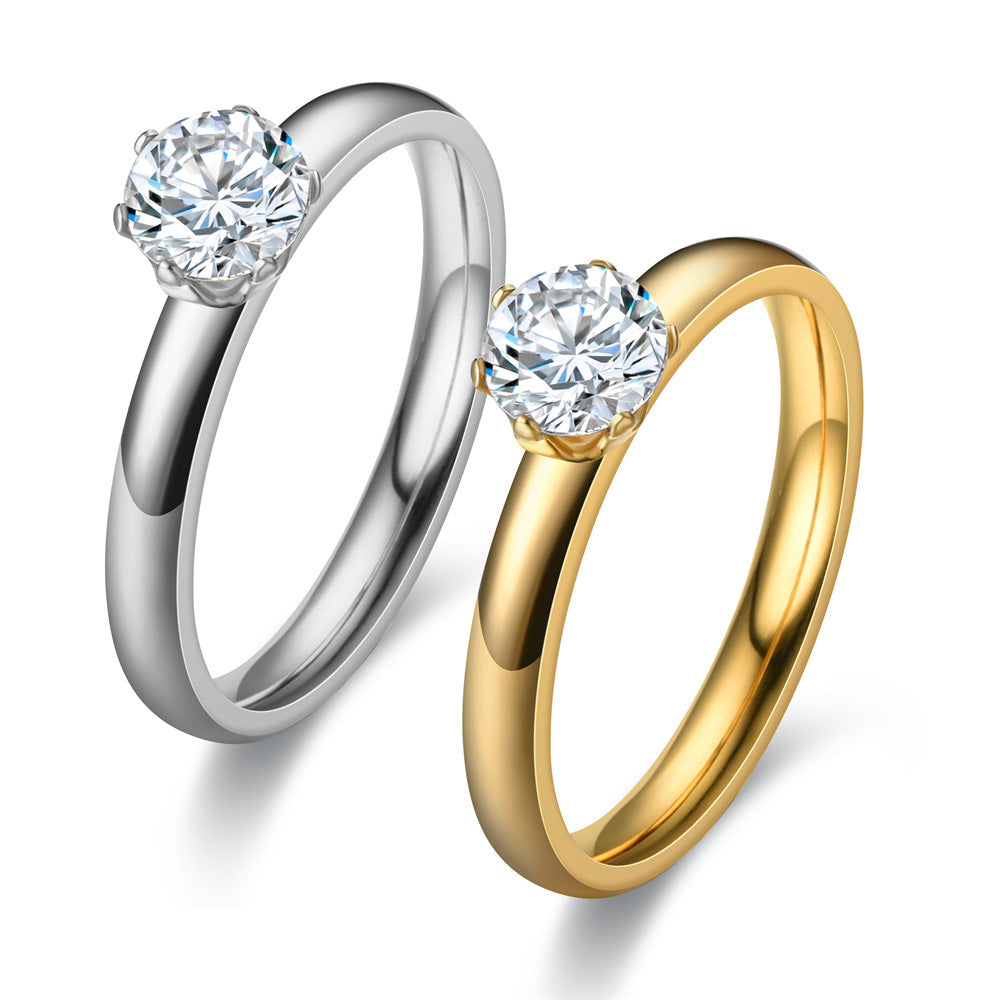 Bague tendance de niche en acier titane avec zircon micro-serti pour femme