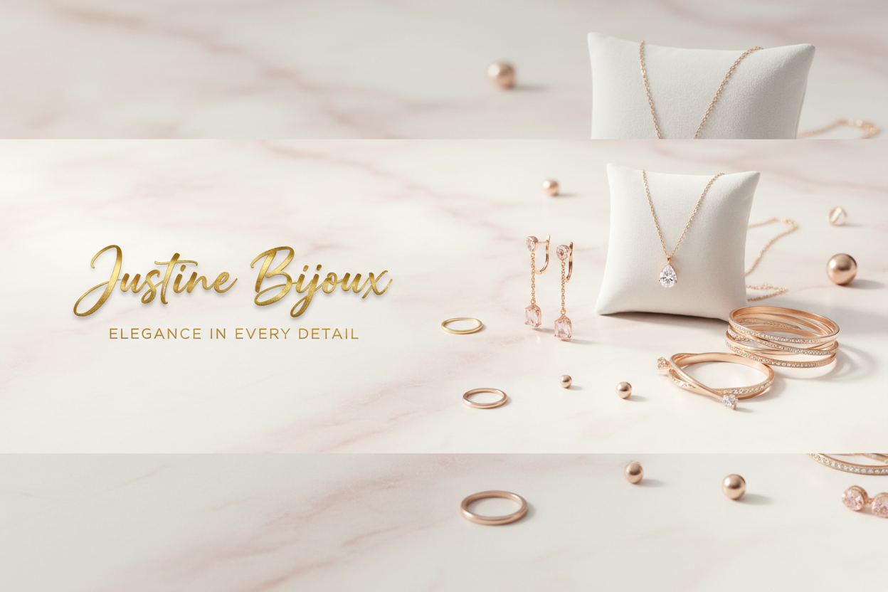 crée une image de boutique de bijoux en ligne avec le nom Justine Bijoux