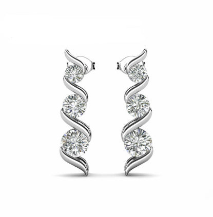 Parure collier et boucles d’oreilles clous en argent S925 serties de diamant, facile à assortir