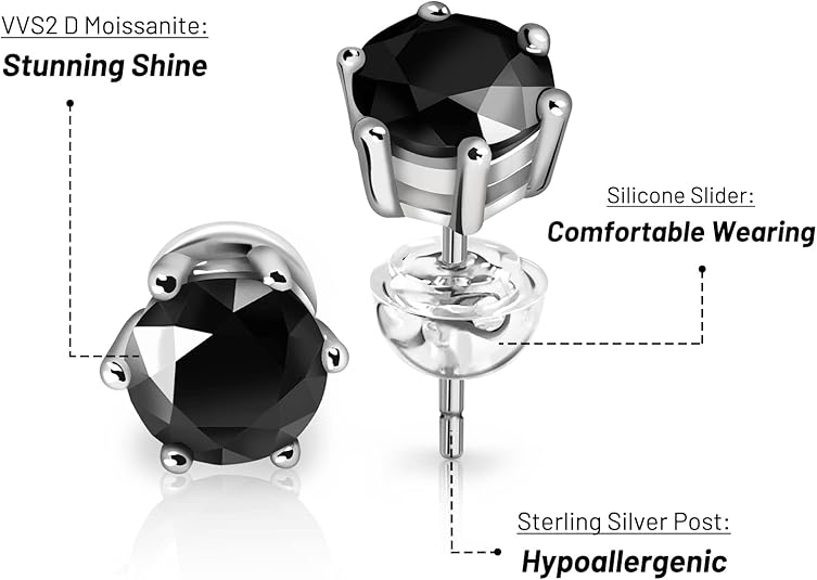 Boucles d’oreilles en or blanc 14 carats serties de diamants noirs