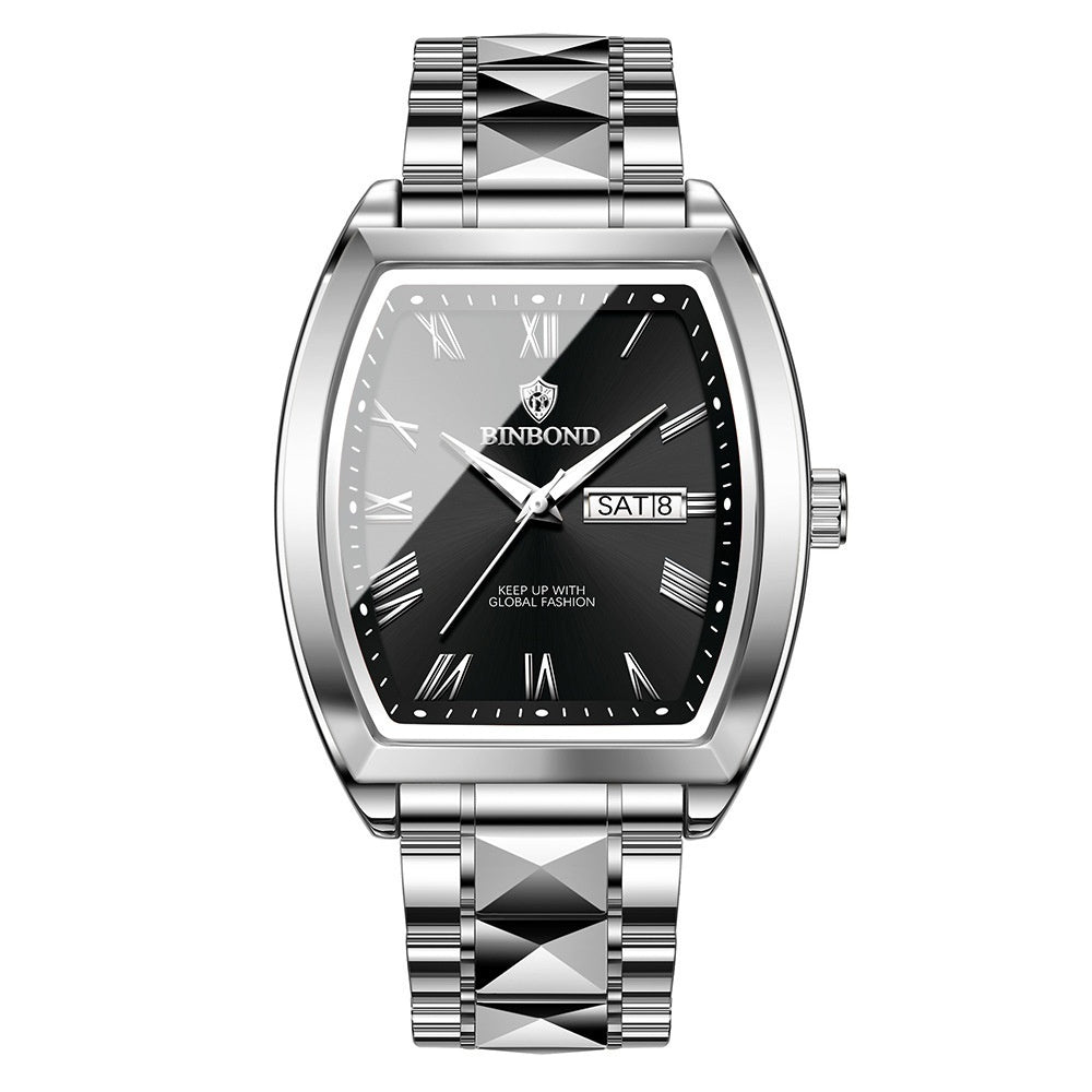 Montre homme quartz lumineuse à double calendrier.